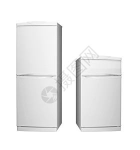 孤立的大型和小型冰箱冷却器品牌消费者电子产品冷藏厨房图片