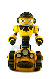 儿童玩具毛毛虫轮上的黄色机器人插图游戏电子人小说男人光学电脑毛虫孩子实物图片