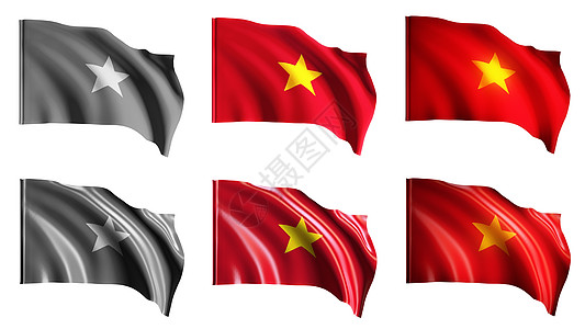 vietnam 旗帜挥动设置前视图图片