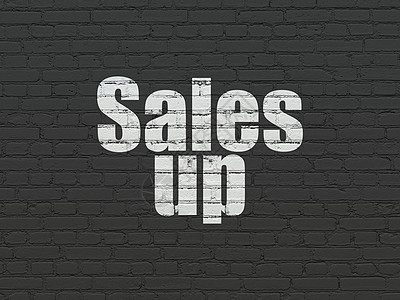 营销理念 Sales Up 在背景墙上互联网绘画活动宣传建筑网络品牌市场产品公关图片