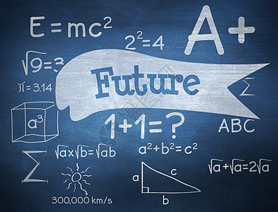 未来面对蓝色黑板数学测试三角形方程几何学流行语好处公式一个字预报背景图片