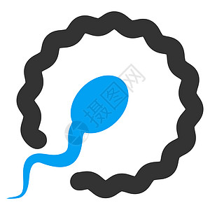 受精图标生殖生物学母性性别生育力精子卵子共轭渗透蓝色图片