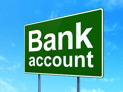 货币概念 银行在路标标志背景的银行账户图片