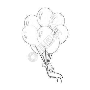 插图 图画书系列 一束气球 软线 打印出来 用色彩让它栩栩如生！出色的轮廓/素描/线条艺术设计图片