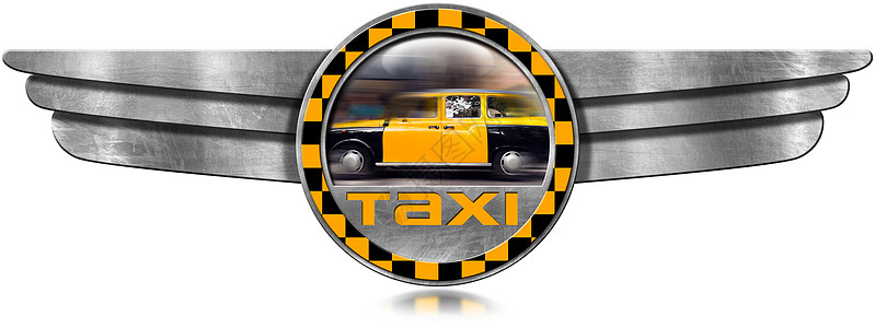 计程车服务  翼金属符号司机汽车广告旅行插图车辆旅游城市生活翅膀标识图片