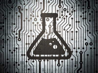科学概念 带玻璃瓶的电路板实验室数据物理电路溶剂学校生物学液体物质教育图片