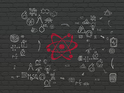 背景墙上的科学概念分子黑色研究白色粉色创新方案战略教育红色技术图片