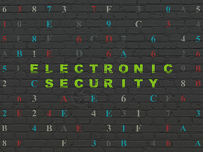 隐私概念 墙壁上的电子安全背景黑色保卫别针攻击代码警报绘画密码裂缝犯罪图片