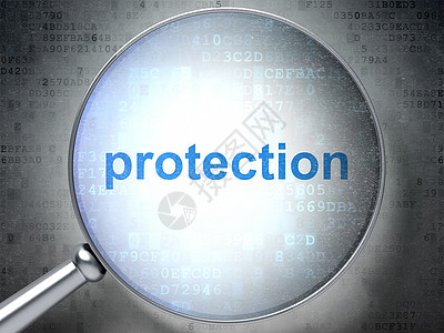 信息保密安全概念 使用光学玻璃保护背景