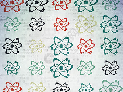科学概念 数字纸张背景上的分子图标 单位 百万分之五白色教育灰色粒子物理实验室技术绘画生物学创新图片