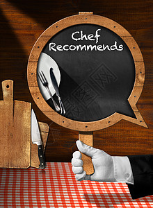厨师推荐  空黑板美食食谱刀具乡村午餐桌子广告家庭砧板厨房图片