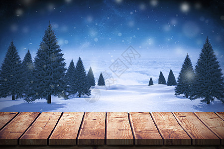木制桌复合图像风景森林绘图星星下雪桌子木头海拔雪花阳光图片