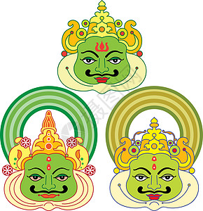 印度舞蹈Kathakali面罩 油漆设计图片