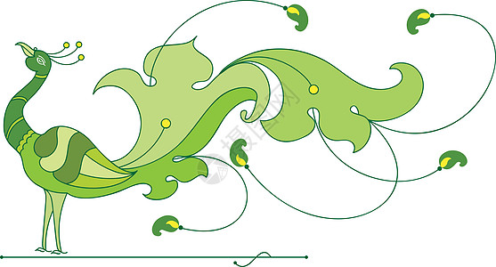 孔雀手笔模版野生动物波峰尾巴曲线羽毛翅膀装饰品漩涡插图图片