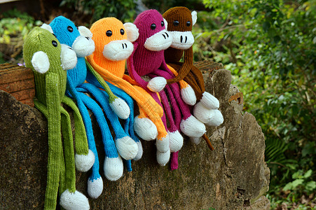 编织猴子 符号 猴子的年份场景水果团体印象农历家庭人群针织猴年爱好背景图片