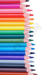 色彩多彩的笔纸框架波形铅笔曲线棕色蜡笔形状红色绿色黄色宏观图片