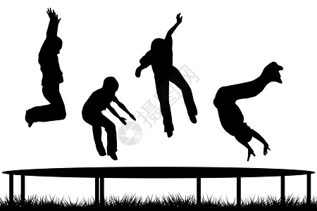 孩子们的脚影在花园蹦床上跳跃房子后代孩子行动家庭幸福青年活力喜悦活动图片