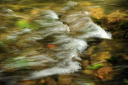 河流中的波浪力量海浪石头溪流运动瀑布绿色岩石白色流动图片