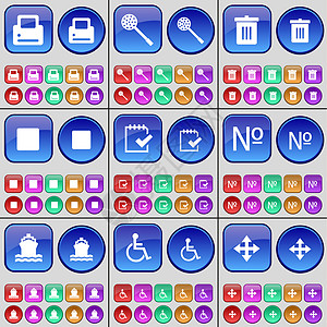 打印机 撇渣器 垃圾桶 媒体停止 调查 编号 船舶 残疾人 搬家 一大套多色按钮图片