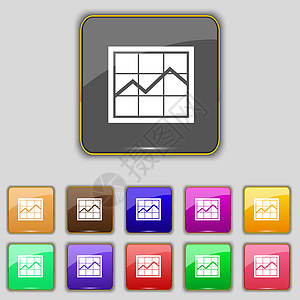 图表图标符号 设置为网站的11个彩色按钮收藏推介会进步生长信息金融报告插图网络组织图片