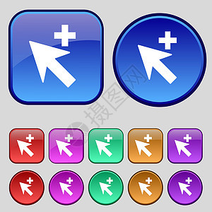光标 箭头加 添加图标符号 设计时有一套12个旧按钮背景图片