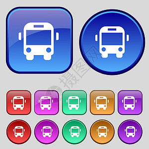 公交车图标符号 一套12个旧扣子用于设计图片