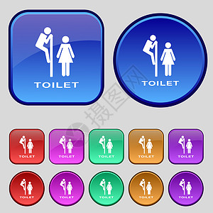 卫生间图标符号 一套12个旧按钮 用于设计设计图片