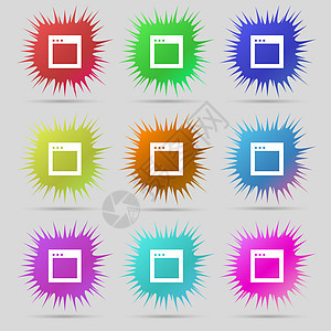 简单的浏览器窗口图标符号 一组由9个原始针头按钮组成图片