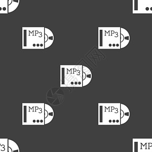 mp3 播放器图标符号 灰色背景上的无缝模式艺术插图按钮数字音乐耳机激光电子产品唱机液晶图片