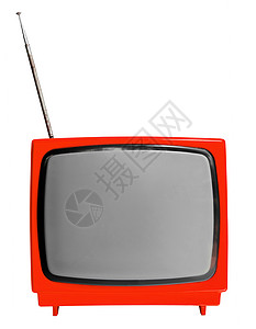 白色背景上孤立的老式电视机按钮播送娱乐渠道电影监视器射线管程序屏幕木头图片