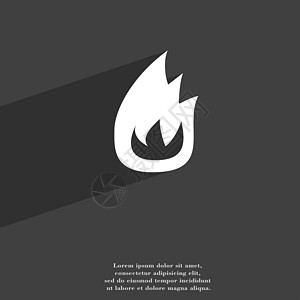 火焰图标符号 Flat 现代网络设计 有长阴影和文字空间标签创造力危险漩涡篝火圆形质量营火海豹烧伤图片
