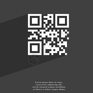 Qr 代码图标符号 Flat 现代网络设计 有长阴影和文字空间扫描插图编码数据电话邮票墙纸鉴别创造力海豹图片