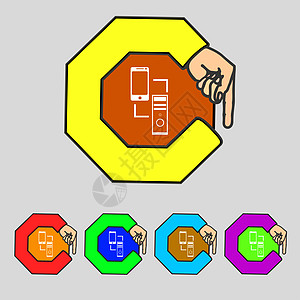 手机图标同步标志图标 传播者同步符号 数据交换 设置颜色按钮标签互联网电脑徽章电话技术圆圈海豹插图创造力背景