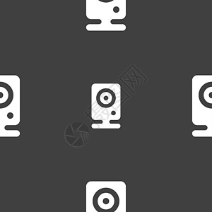 网络摄像头图标符号 在灰色背景上的无缝模式监视邮票技术凸轮互联网照片光学电脑数据摄像头图片