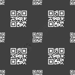 Qr 代码图标符号 灰色背景上的无缝图案令牌质量邮票二维码标签徽章插图鉴别创造力编码图片