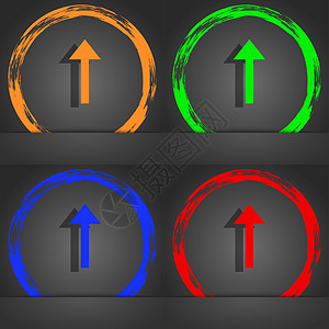 方向箭头向上图标符号 时尚的现代风格 在橙色 绿色 蓝色 绿色设计小路投资插图领导网站网络回收团队生长图片