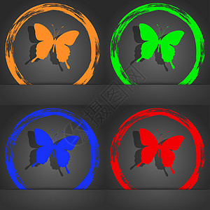蝴蝶图标符号 时尚现代风格 橙色 绿色 蓝色 绿色的设计图片