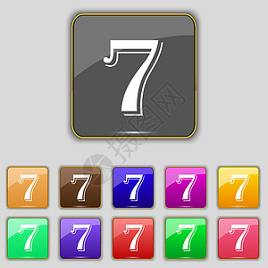 数字 7 图标符号 一组彩色按钮邮票质量标签成就插图徽章图片