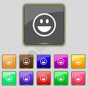 滑稽脸部图标符号 设置为您网站的11个彩色按钮图片