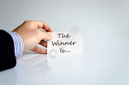 胜者是文本概念营销挑战卡片领导者竞争游戏庆典选手仪式奖牌图片