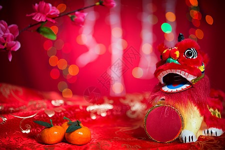 红背景的中国新年装饰图片