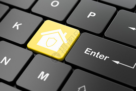 电脑键盘背景上的商业概念首页团队房子伙伴白色按钮领导钥匙隐私项目黑色图片