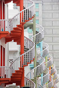 宽度多彩的应急楼梯救火梯店铺螺旋漩涡街道建筑学城市房子建筑出口村庄图片