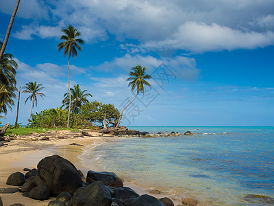 热带海滩海洋清水蓝天热带水天气石头明信片假期全景岩石图片