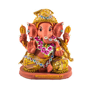 印度教神迦内沙繁荣智慧老鼠卵石金子雕像运气塑像小路宗教图片