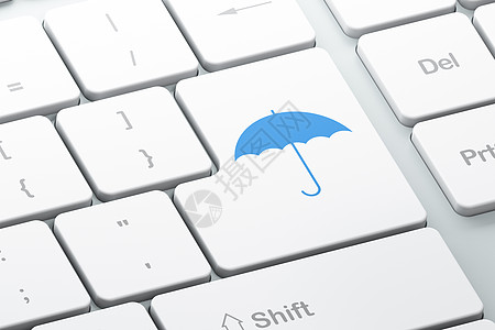 电脑键盘背景上的保护概念伞雨伞网络蓝色攻击政策裂缝安全技术保卫阳伞背景图片
