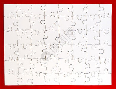 完成的白拼图谜题空白纸板解决方案白色红色战略游戏团队图片