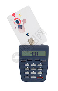 阅读银行卡的读卡员卡片账单笔记本塑料安全金融电子信用店铺电子商务背景图片