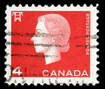 加拿大印刷的邮票显示伊丽莎白女王二世图片