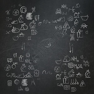 教育背景 有绘画手笔科学图标的校务委员会画笔测量笔触实验实验室化学粉笔流程图黑板刷子图片